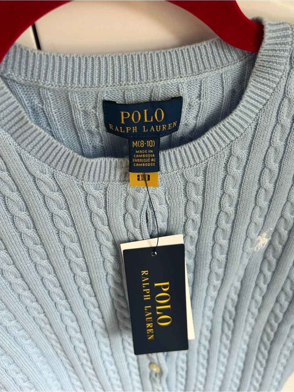 Ralph Lauren Baby Blue Cable-Knit Button-Up Cardigan